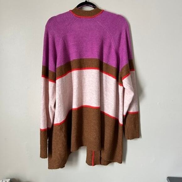 Lane Bryant Cardigan Sweater Plus 22 Stripe Open Front Preppy Workwear Twee - Picture 6 of 10